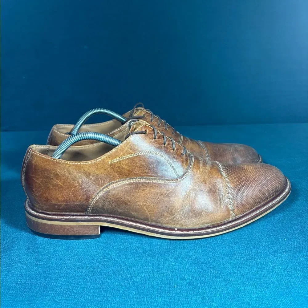 Joseph Abboud Brown Leather Cap Toe Oxford Dress Shoes Men’s Size 10M